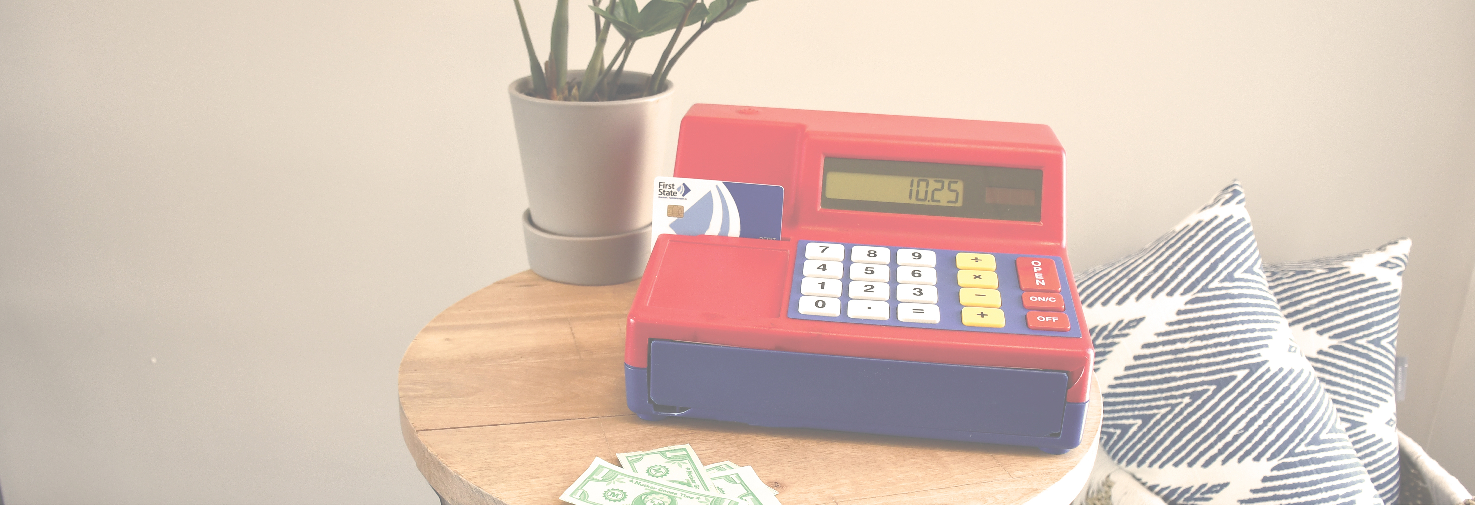 Kids cash register on table