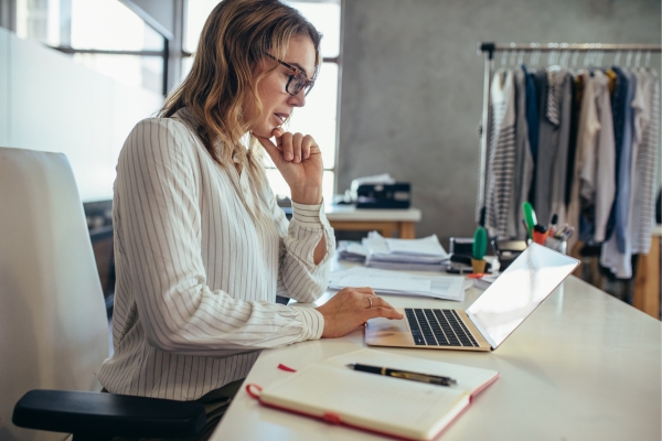 woman working on computer
